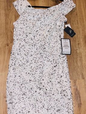 Adrianna Papell Macy's Women's White Sequin Cocktail Dress
